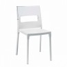 SEDIA DIVA - Gambe in metallo Cromato. Seduta in tecnopolimero Bianco Lino e schienale in policarbonato trasparente 2200.