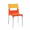 SEDIA DIVA - Gambe in metallo Cromato. Seduta in tecnopolimero Arancio e schienale in policarbonato arancio trasparente 2201.