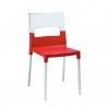 SEDIA DIVA - Gambe in metallo Cromato. Seduta in tecnopolimero Rosso e schienale in policarbonato trasparente 2205.