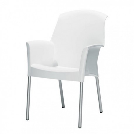SEDIA CON BRACCIOLI SUPER JENNY 2081 - Gambe in alluminio anodizzato e seduta in tecnopoliemro Bianco Lino.