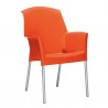 SEDIA CON BRACCIOLI SUPER JENNY 2082 - Gambe in alluminio anodizzato e seduta in tecnopoliemro Arancio.