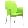 SEDIA CON BRACCIOLI SUPER JENNY 2098 - Gambe in alluminio anodizzato e seduta in tecnopoliemro Verde Pistacchio.