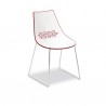 SEDIA JAM CB/1030 - Struttura in metallo Cromato P77, Seduta in policarboinato SAN Bianco Lucido P799 e Rosso Trasparente P852