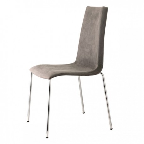SEDIA MANNEQUIN POP 2661 - Gambe in metallo Cromato CR , seduta e schienale rivestiti in tessuto  Visone M105.
