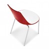 SEDIA JAM CB/1059 - Struttura in metallo Cromato P77, Seduta in policarboinato SAN Bianco Lucido P799 e Rosso Trasparente P852