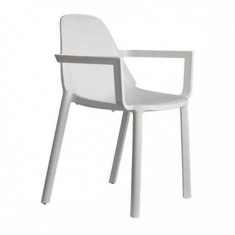 SEDIA CON BRACCIOLI PIU' 2335 -  Struttura in tecnopolimero Bianco Lino 11. Prettamente per ambienti esterni.