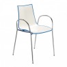 SEDIA CON BRACCIOLI ZEBRA BICOLORE 2610/213 - Gambe e braccioli in metallo Cromato, seduta in Bianco con retro in Blu Fiordaliso