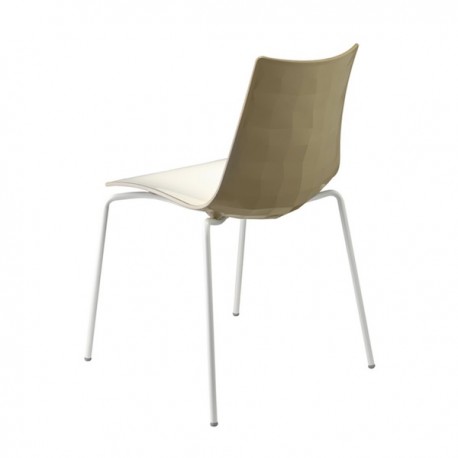 SEDIA ZEBRA BICOLORE 2272/VB222 - Gambe in metallo verniciato Bianco e seduta con interno in Bianco e retro in Tortora.
