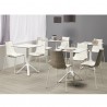 SEDIA ZEBRA BICOLORE 2272 - In metallo verniciato Bianco, seduta in Bianco e Tortora. Base tavolo Nemo e piano stratificato.