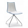 SEDIA CON TRESPOLO ZEBRA BICOLORE 2611/212 - Struttura in metallo Cromato e seduta in Bianco e Rosso.