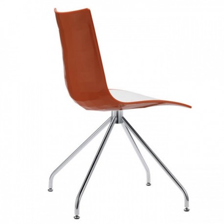 SEDIA CON TRESPOLO ZEBRA BICOLORE 2611/212 - Struttura in metallo Cromato e seduta in Bianco e Rosso.