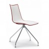 SEDIA CON TRESPOLO ZEBRA BICOLORE 2611/212 - Struttura in metallo Cromato e seduta in Bianco e Rosso.