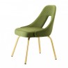 SEDIA ME 2808 - Gambe in metallo effetto Ottone satinato con seduta e schienale in velluto Verde Caldo, anche ignifugo.