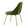 SEDIA ME 2808 - Gambe in metallo effetto Ottone satinato con seduta e schienale in velluto Verde Caldo, anche ignifugo.