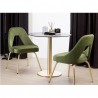 SEDIA ME 2808 - In metallo Ottone satinato con seduta in velluto Verde Caldo, anche ignifugo. Base tavolo Tiffany, piano in stra