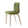 SEDIA NATURAL ALICE POP 2849 - Gambe in legno Faggio Sbianccato con seduta in velluto Verde Caldo , anche ignifugo.