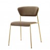 SEDIA LISA 2853 - Struttura in metallo effetto Ottone satinato OS, seduta e schienale rivestiti in velluto Marrone Castoro V444