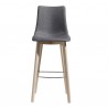 SGABELLO NATURAL ZEBRA POP - Struttura in legno massello di faggio Naturale, seduta in tessuto Grigio Classico T325.