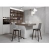 SGABELLO NATURAL ZEBRA POP -  Struttura in legno massello di faggio Wengè FW, seduta in tessuto Grigio Corda T628.