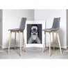SGABELLO NATURAL ZEBRA POP - Struttura in legno massello di faggio Naturale FN, seduta in tessuto Grigio Corda T628.
