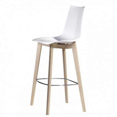 SGABELLO FISSO NATURAL ZEBRA ANTISHOCK - Gambe in legno Faggio Naturale FN e seduta in policarbonato Bianco Pieno 310.
