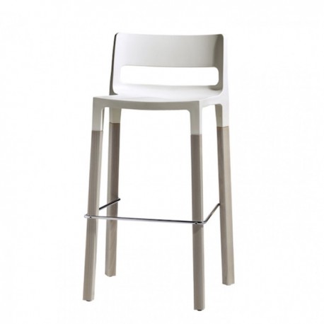 SGABELLO NATURAL DIVO 2818 - Gambe in legno di Faggio Sbiancato FS e seduta in polipropilene Lino 11. Altezza della seduta 