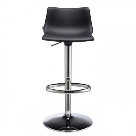 SGABELLO DAY UP 2373 - Struttura regolabile in altezza in metallo Cromato e seduta in similpelle Nero EP75