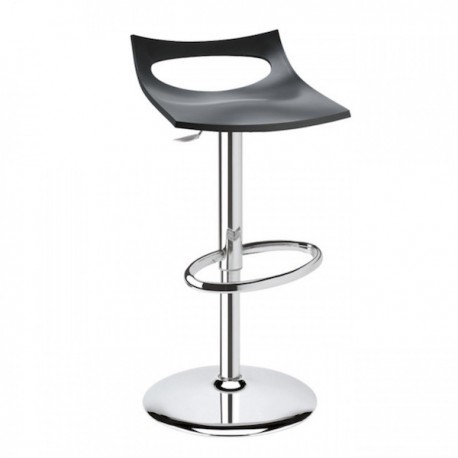 SGABELLO DIAVOLETTO 2224 - Colonna centrale, base e poggiapiedi in metallo cromato. Seduta in plastica Grigio Antracite
