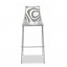 SGABELLO WAVE 2540 - Gambe in metallo Cromato e seduta in policarbonato Trasparente + Sabbia 202. Altezza seduta 80 cm.