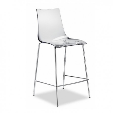 SGABELLO ZEBRA ANTISHOCK 2546 - Gambe in metallo Cromato e sedile in policarbonato Trasparente 100. Altezza seduta 65 cm.