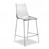SGABELLO ZEBRA ANTISHOCK 2546 - Gambe in metallo Cromato e sedile in policarbonato Trasparente 100. Altezza seduta 65 cm.