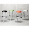SGABELLO GIM 2300- gambe in alluminio e seduta in tecnopolimero nei colori: antracite, verde pistacchio, arancio e lino.