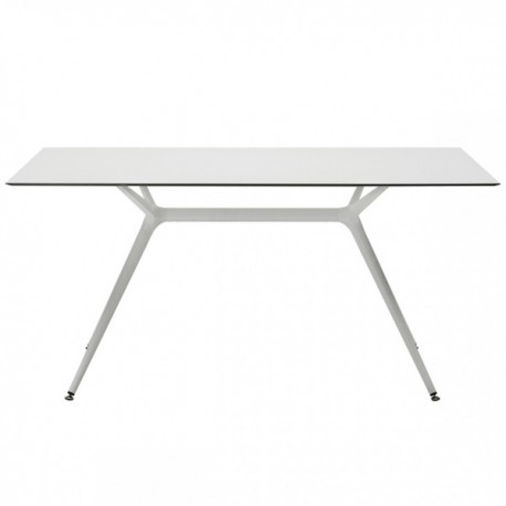 TAVOLO METROPOLIS PIANO RETTANGOLARE - Struttura in metallo verniciato Bianco VB e piano in stratificato HPL Bianco 10.