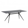 TAVOLO FISSO METROPOLIS PIANO IN VETRO - Struttura in acciaio verniciato Nero VN e piano in vetro Trasparente Grigio Fumè 401.
