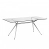 TAVOLO FISSO METROPOLIS PIANO IN VETRO - Struttura in acciaio Cromato CR e piano in vetro Trasparente 400.