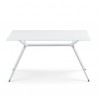 TAVOLO FISSO METROPOLIS PIANO IN VETRO - Struttura in acciaio verniciato Bianco e piano in vetro Laccato Bianco 412. 140 x 85 cm