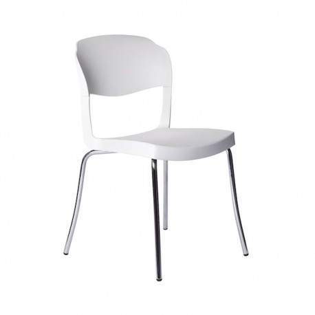 SEDIA EVO STRASS - Gambe in metallo Cromato e seduta in polipropilene Rosso P104.