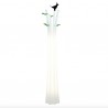 APPENDIABITI BAMBOO LIHT - In polietilene Bianco Traslucido.Luce Led o lampadina.Foglie in metallo verde.Accessorio Bird Nero