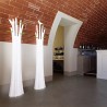 APPENDIABITI BAMBOO LIHT - In polietilene Bianco Traslucido.Luce Led o lampadina.Foglie in metallo verde.Accessorio Bird Bianco