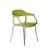 SEDIA CON BRACCIOLI EVO STRASS-P - Gambe in acciaio Cromato e seduta in polipropilene verde P102.
