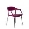 SEDIA CON BRACCIOLI EVO STRASS-P - Gambe in acciaio Cromato e seduta in polipropilene Prugna P107.