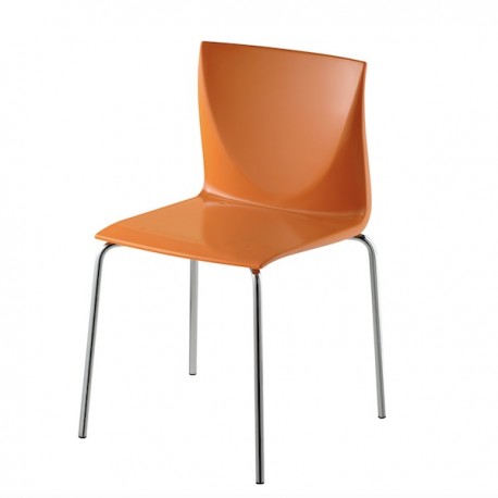 SEDIA MIND - Gambe in metallo Cromato e seduta in acrilico Arancio Lucido.