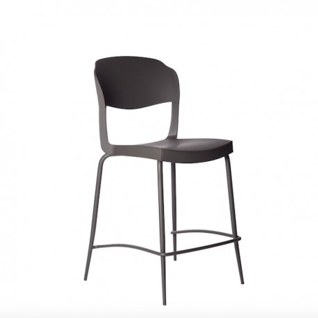 SGABELLO EVO BAR STOOL STRASS - Gambe in metallo verniciato e sedile in polipropilene Antracite. Altezza seduta 62 cm.
