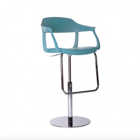 SGABELLO EVO GAS - P - Struttura in metallo Cromato e seduta in polipropilene Blu Acquamarina P109.
