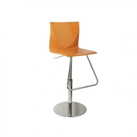 SGABELLO MIND BAR - Struttura in metallo Cromato e seduta in acrilico Arancio Lucido. regolabile in altezza.