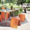 SGABELLO AMELIE ASG046 - Sgabello altezza 43 cm in polietilene nel colore Arancione Zucca FC. Anche per giardino.