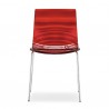 SEDIA L'EAU CB/1273-A - Struttura metallo Cromato P77, Seduta in Policarbonato SAN Rosso Trasparente P852