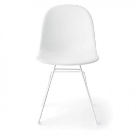 SEDIA ACADEMY CB/1664-SK - Gambe in metallo verniciato Bianco Ottico Opaco P94 e seduta in similpelle Skuba Bianco Ottico S92.