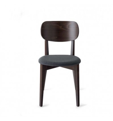 Sedia Robinson Soft CB/1436-S - Struttura in legno di faggio Wengè P128 e seduta in tessuto Berna Fumo 1SB2.