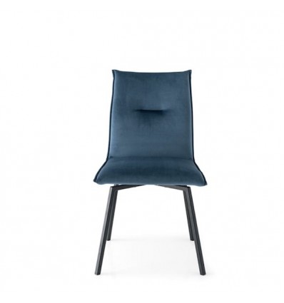 Sedia Maya girevole CB/1927 - Gambe in metallo Nero Opaco P15  ed imbottiti in tessuto Venice Blu Oceano S0J.
